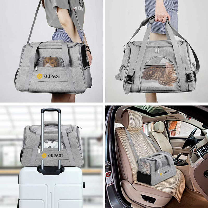 Car-mounted breathable pet carrier for outdoor use