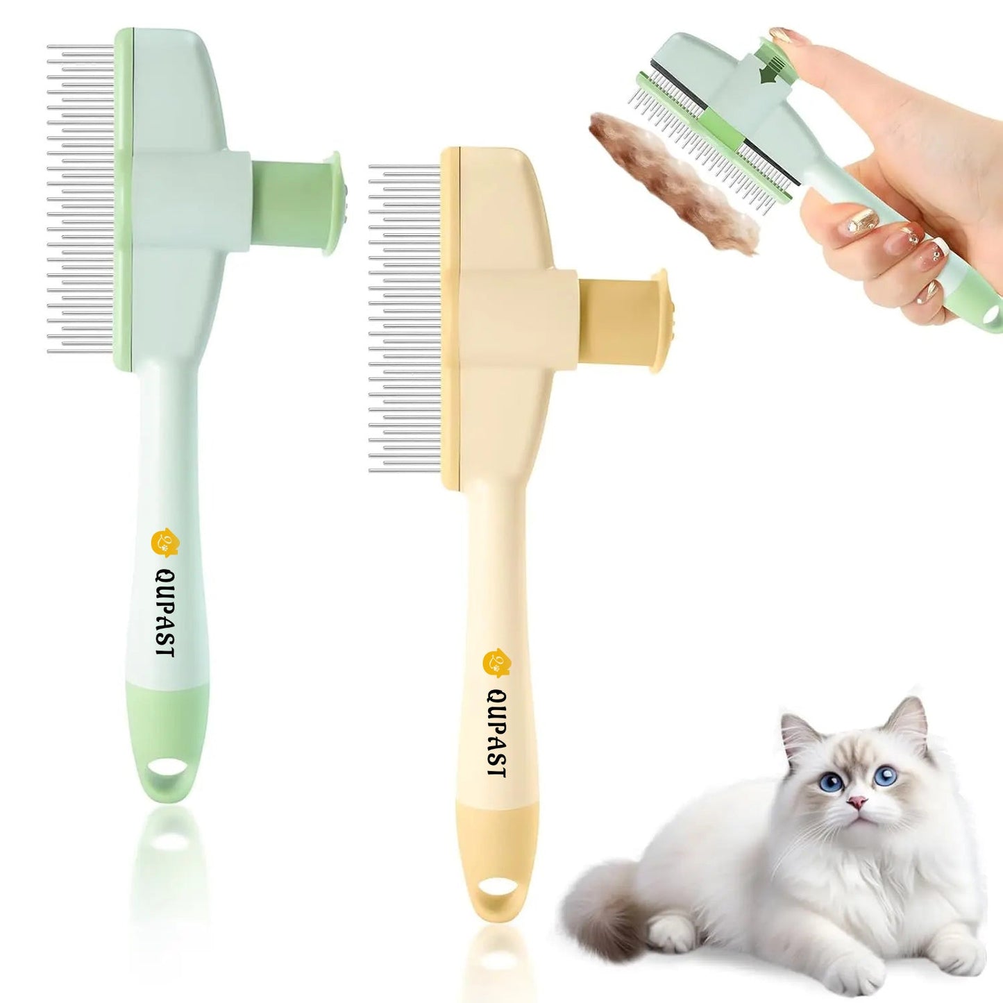 2-in-1 Grooming Comb with One-Click Release 🐾(Cats & Dogs)