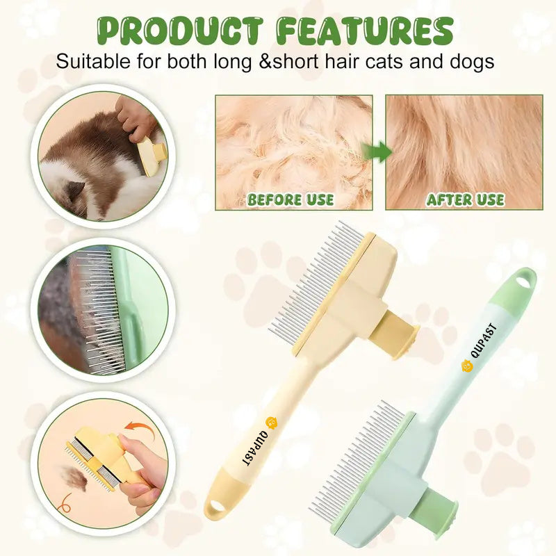 2-in-1 Grooming Comb with One-Click Release 🐾(Cats & Dogs)
