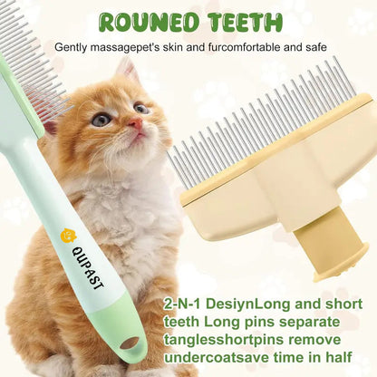 2-in-1 Grooming Comb with One-Click Release 🐾(Cats & Dogs)