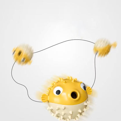 Dog toy bouncing fish food dispenser pet supplies