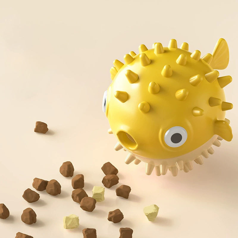 Dog toy bouncing fish food dispenser pet supplies