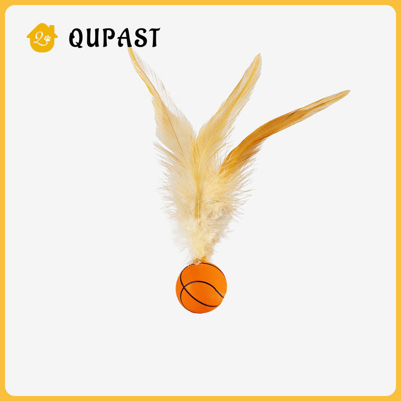 Cat Elastic Ball Feathered Badminton Rubber Ball Interactive Toy