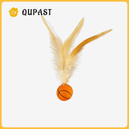 Cat Elastic Ball Feathered Badminton Rubber Ball Interactive Toy