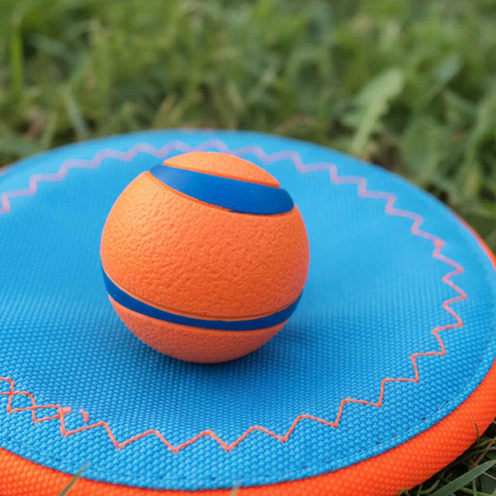 Close-up detail of nylon fabric texture and rubber ball